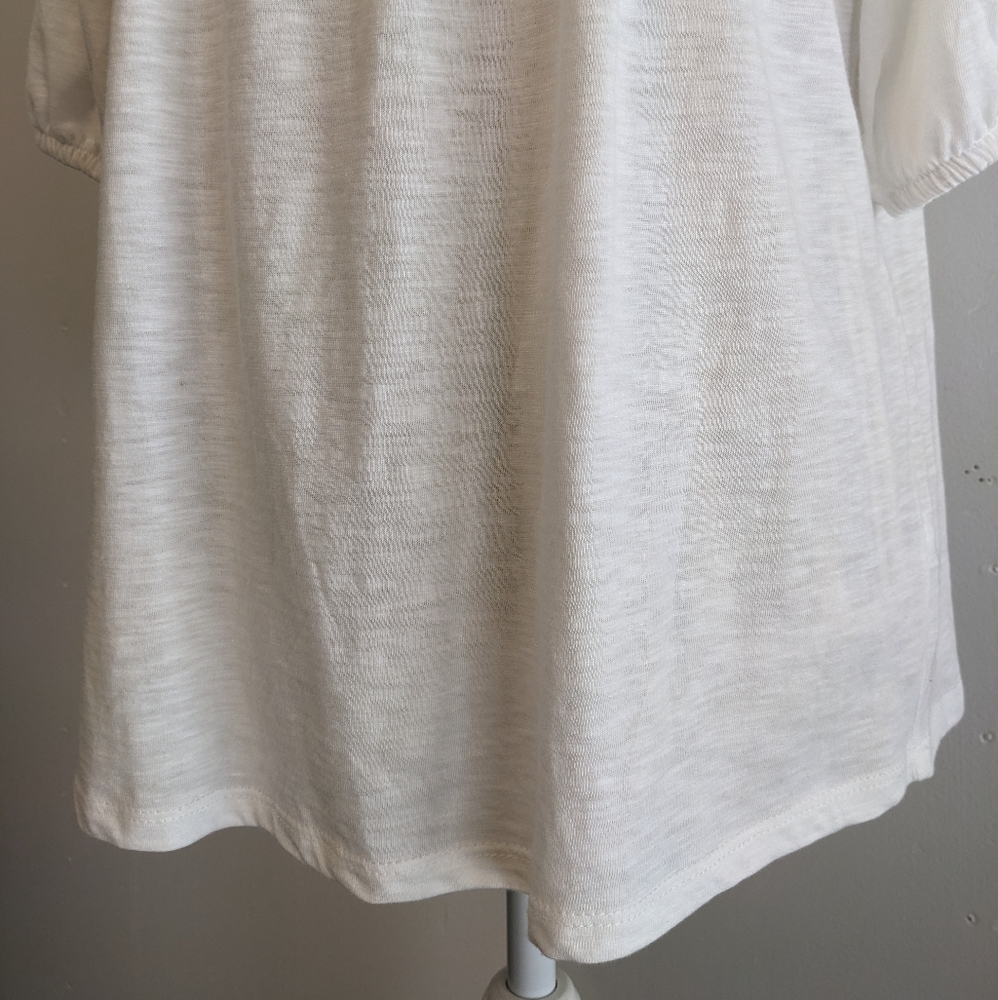 Knox Rose White Crochet Yoke Peasant Top - Picture 2 of 13